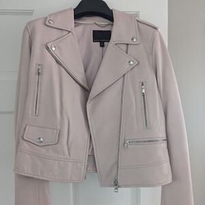Banana Republic blush light pink leather moto jacket
